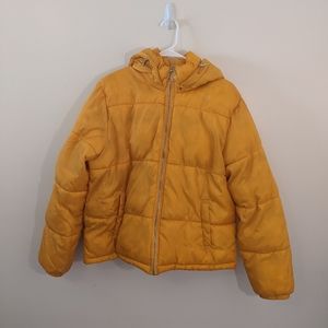 Arizona Jean Co Yellow Hooded Boho Retro Puffer Coat